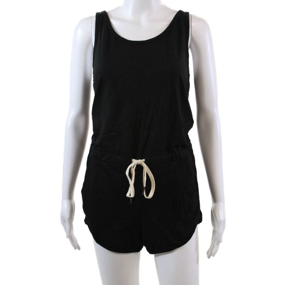 Philanthropy Womens Sleeveless Scoop Neck Knit Drawstring Romper Black Size XL